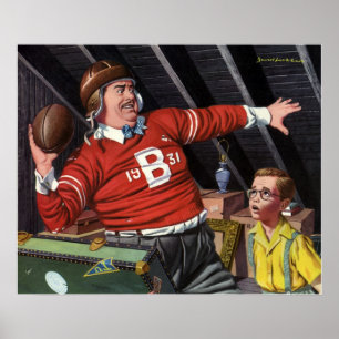 Poster Dia dos Pais Vintage, Esportes Futebol Pai e Filho