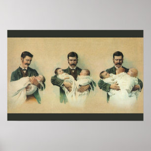 Poster Dia dos Pais Vitoriano Antigo, São Trigêmeos!