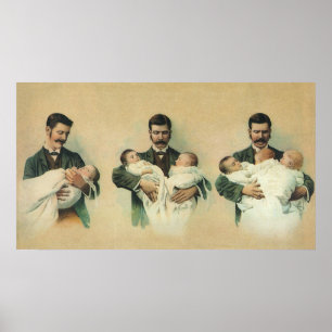 Poster Dia dos Pais Vitoriano Antigo, São Trigêmeos!
