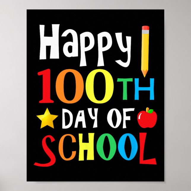 Poster Dia dos Professores Crianças Feliz 100 Dias 1 (Frente)