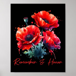 Poster Dia dos Veteranos 2024 Memorial dos Eua Poppy Verm