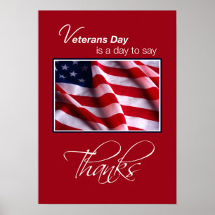 Poster Dia dos Veteranos Bandeira Americana Patriótica Ag