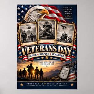Poster Dia dos Veteranos Honra Respeito Lembrança Patriót