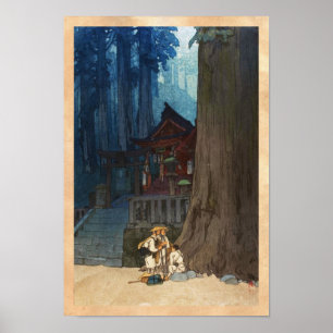 Poster Dia enevoado na arte do woodblock de Nikko Hiroshi