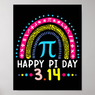 Poster Dia feliz arco-íris 3.14 número professora de mate