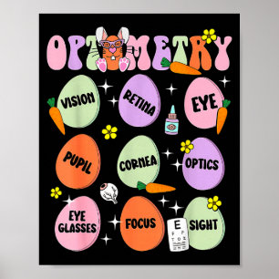 Poster Dia Feliz da Páscoa Óptica Coelho Ovos Médico de O