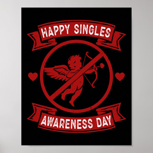 Poster Dia Feliz dos Solteiros Conscientes Anti Cupido An (Frente)