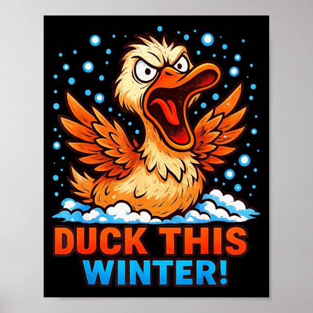 Poster Dia Frio e Nevado Dito Sarcástico Pato Divertido I (Frente)