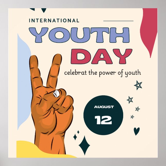 Poster Dia internacional da juventude, 12 de agosto,  (Frente)