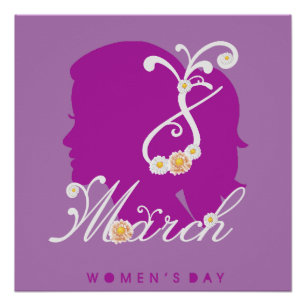 Pôster Dia Internacional da Mulher 8 de Março Floral