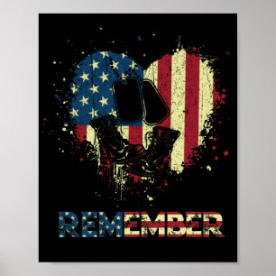 Poster Dia Memorial Orgulhoso Bandeira Americana Lembre-s
