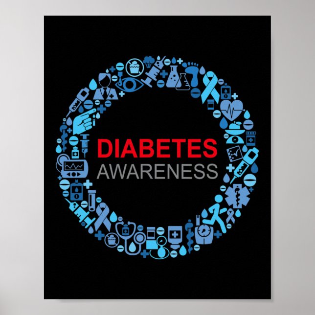 Poster Dia Mundial da Diabetes Consciência da Diabetes (Frente)