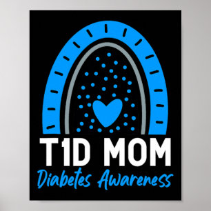 Poster Dia Mundial da Diabetes Rouba T1D Tipo 1 Diabetes