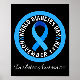 Poster Dia Mundial do Diabetes Tipo 1 Tipo 2 Conscientiza