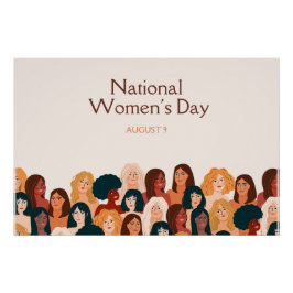 Pôster Dia Nacional da Mulher Beige Elegante