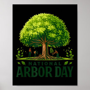 Poster Dia Nacional de Árvore Cuidados Para Um Feliz Dia