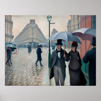 Poster Dia Rainy da Rua Paris (1877)