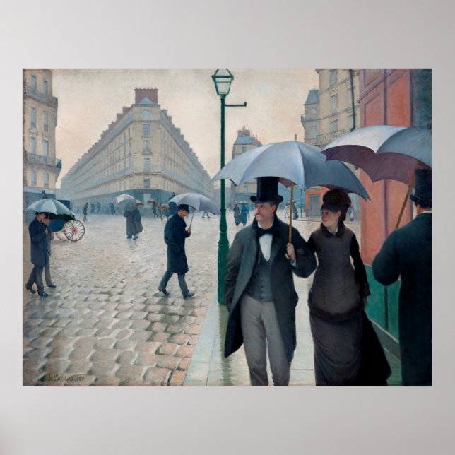 Poster Dia Rainy da Rua Paris (1877) (Frente)