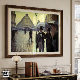 Pôster Dia Rainy da Rua Paris por Gustave Caillebotte