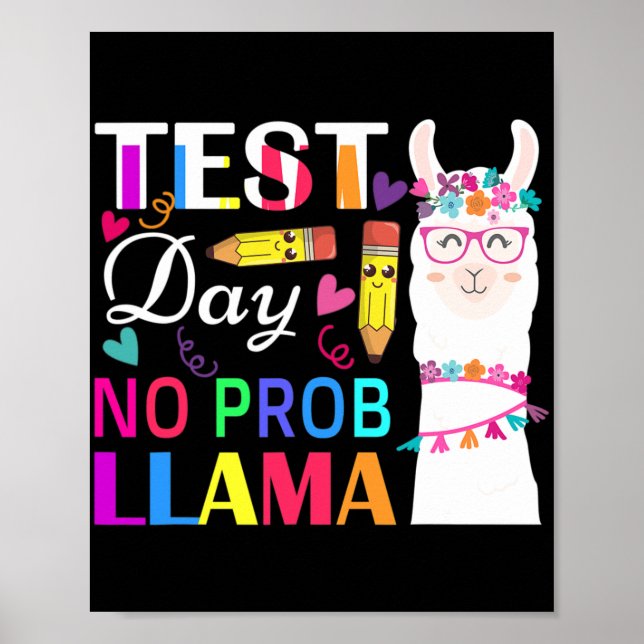 Poster Dia Sem Probe Llama Engraçado Professor Testando 2 (Frente)