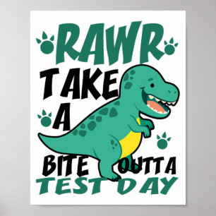 Poster Dia T-rex Estudante Engraçado Professor Dinossauro