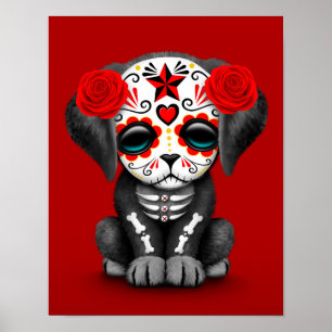 Poster Dia vermelho bonito do cão de filhote de cachorro