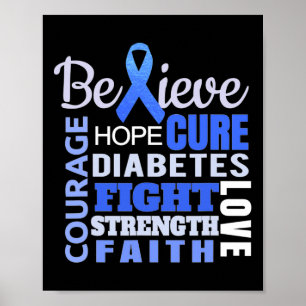 Poster Diabetes Consciência Azul Fita Diabetes Palavra