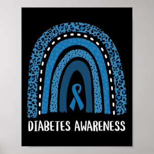 Poster Diabetes Consciência Mês Retroativo Arco-Íris T1 T