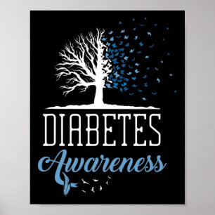 Poster Diabetes Consciência Mês Vintage Borboleta T1 T2