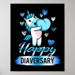 Poster Diabetes Feliz Aniversário do Diário Unicórnio T