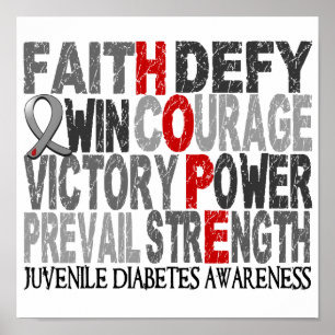 Poster Diabetes juvenil da colagem da palavra da