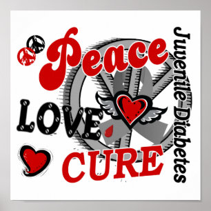 Poster Diabetes juvenil da cura 2 do amor da paz