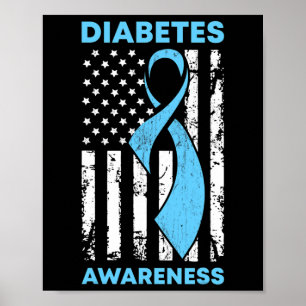 Poster Diabetes Sensibilização dos Estados Unidos Bandeir