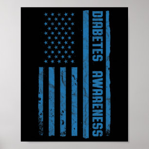 Poster Diabetes Sensibilização Mês Vintage - Bandeira Ame