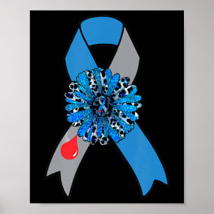 Poster Diabetes Sunflower Considere Azul Fita Apoiadora