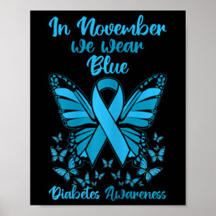 Poster Diabetes Suporte Novamente à Diabetes Azul Sensibi