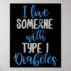 Poster Diabetes Tipo 1 Amor Diabetes Juvenil Azul Conscie