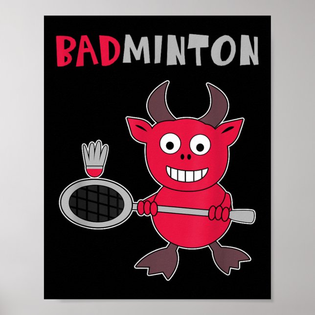 Poster Diabo do Badminton Jogador de Badminton Peteca Esp (Frente)