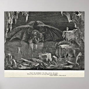 Pôster Diabo do inferno de Dante na ilustração do infer