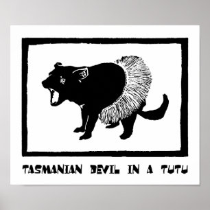 Pôster Diabo tasmaniano em um tutu