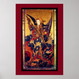 Pôster Diabo vencendo de St Michael como o cavaleiro