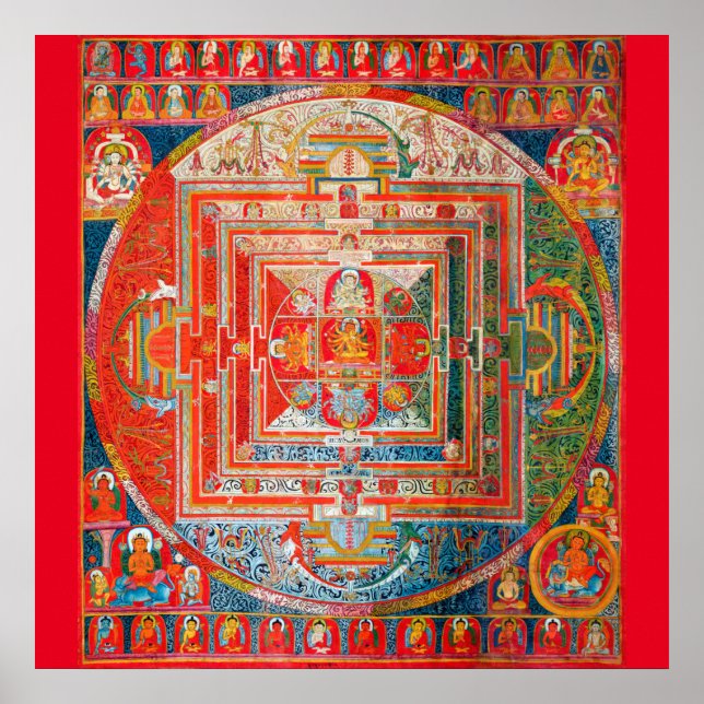 Poster Diagrama Cósmico de Mandala para a Meditação (Frente)