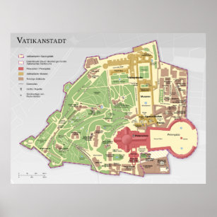 Poster Diagrama da Cidade do Vaticano Karte der Vatikanst