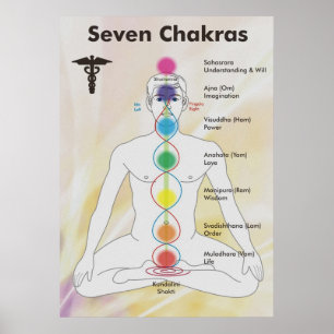 Poster Diagrama de carta de sete Chakras