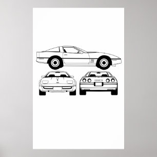 Pôster Diagrama esquemático 1984 de Chevrolet Corvette