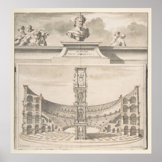 Poster Diagrama Ilustrativo do Vintage Roman Colosseum (Frente)