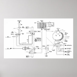 Pôster Diagrama real para um toalete do navio de espaço