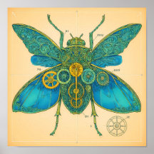 Diagrama Técnico Ornamentado: Inseto Steampunk