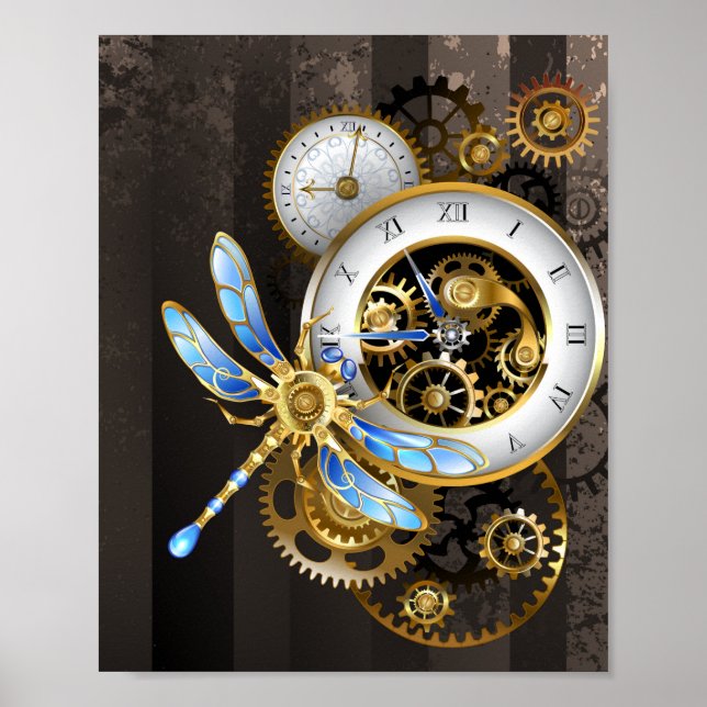 Poster Dials Steampunk com Dragonfly (Frente)
