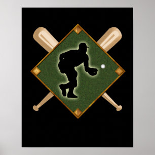Pôster Diamante de basebol que coloca 1